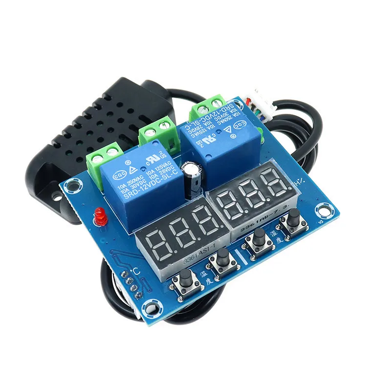 ZFX-M452 DC 12V LED Digital Thermostat Temperature Humidity Control Thermometer Hygrometer Controller Relay Module AM2301 Probe