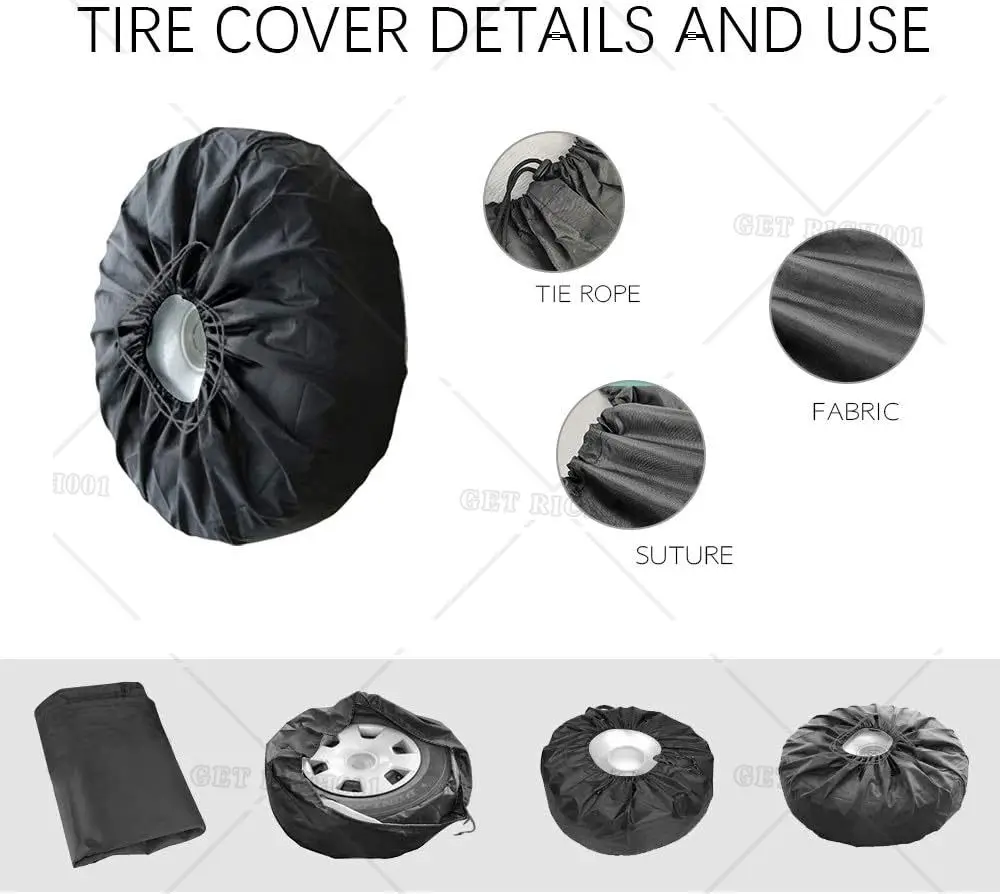 Spare Tire Cover Red Black Check Buffalo Christmas Tree Snowflake Universal Wheel Protectors for RV Camper Trailer SUV 16 Inch