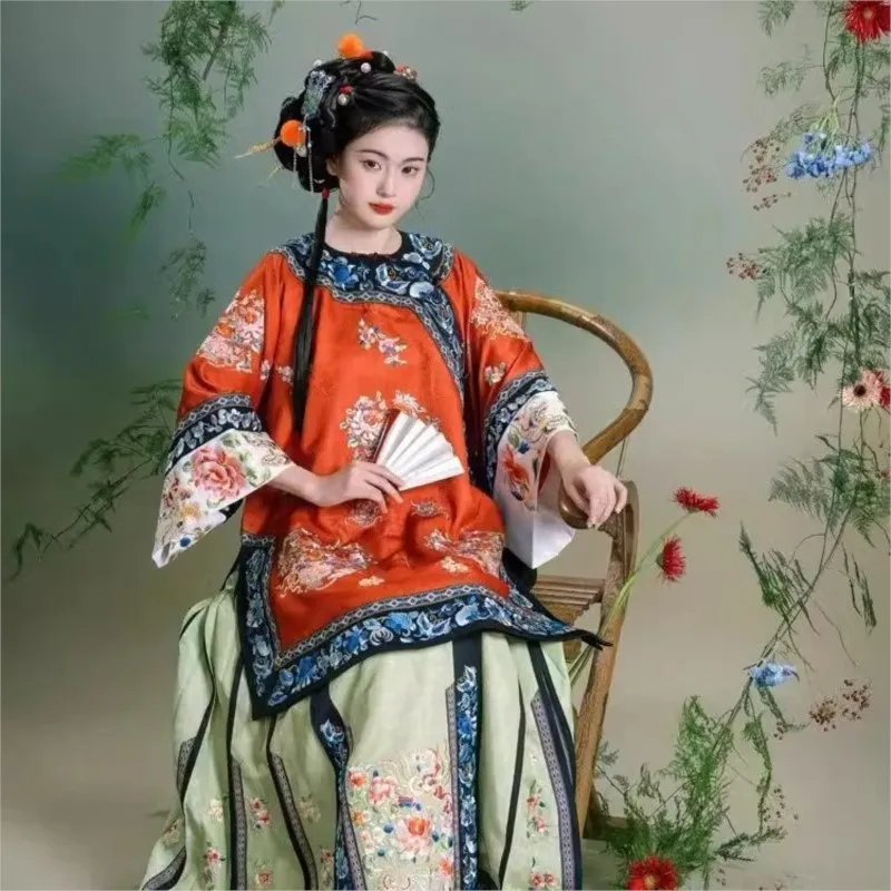 

Qing Dynasty Clothing, Late Ancient Costume, Photography Heavy-Duty Printing, Loose Women's Robe Top, Han