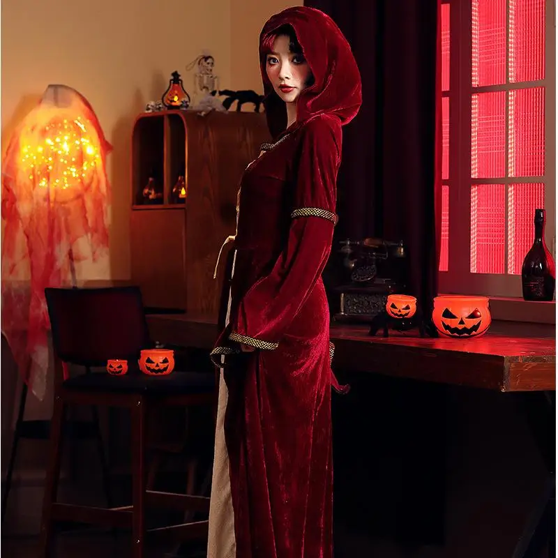 Retro Mittelalter Kostüm Gothic Sle k Red Court Dr Bühnenauftritt Halloween Outfit Damen Ethnische Kleidung Bühnenkostüm