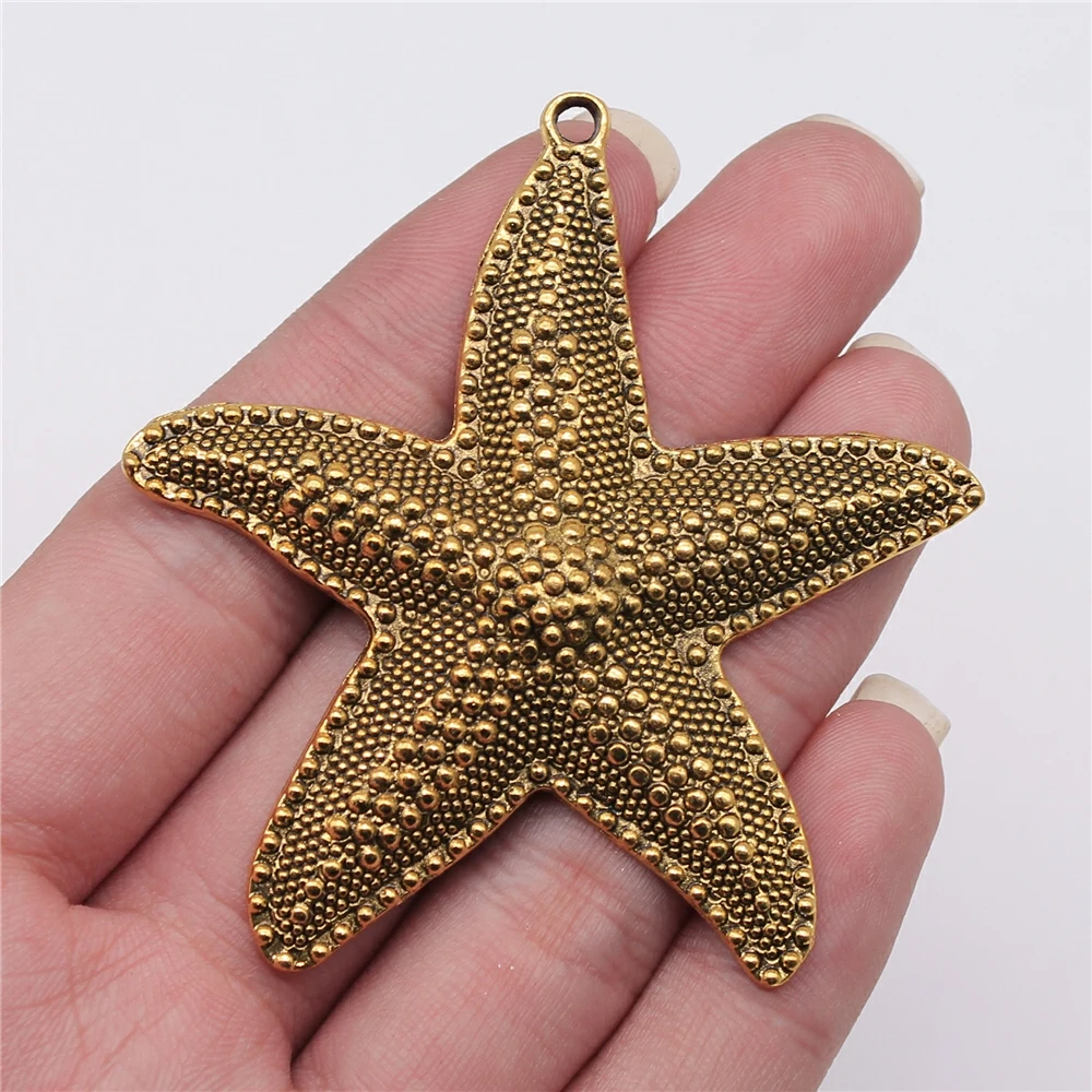 WYSIWYG 1pcs 67x63mm Big Starfish Pendants Antique Silver Color Big Starfish Charm Big Starfish Charm Pendants