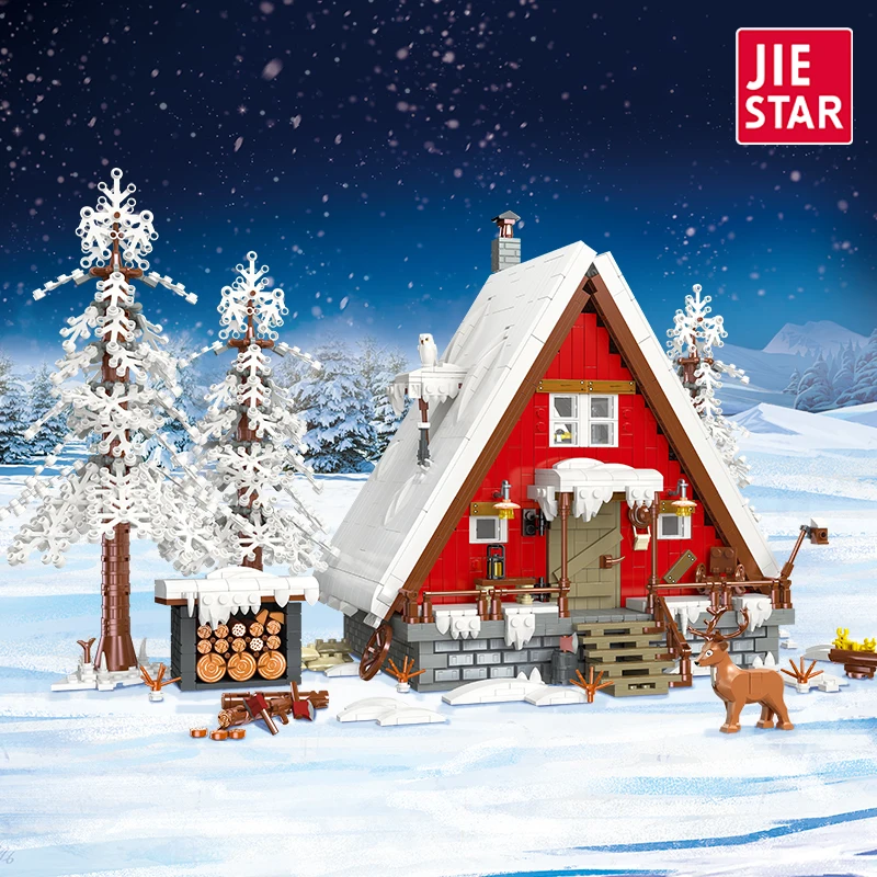 Weihnachts kabine Baustein 2355pcs Puzzle Montage Weihnachten warmes Holzhaus Modell Moc für Jungen Lernspiel zeug