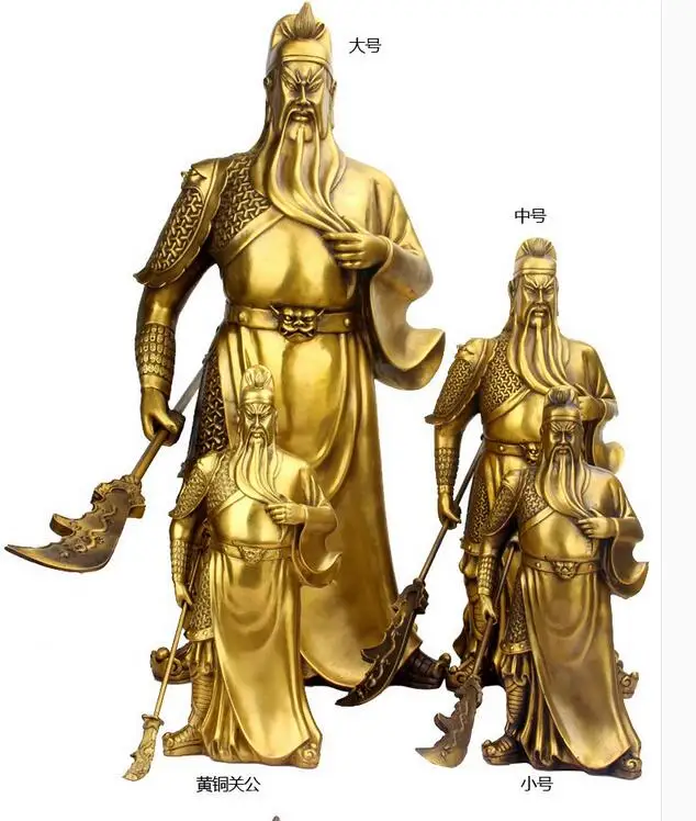 

Free Shipping Pure Copper Guangong Bronze Statue, Large Buddha statue, God of Wealth Ornament, Zhaocai town house 28cm