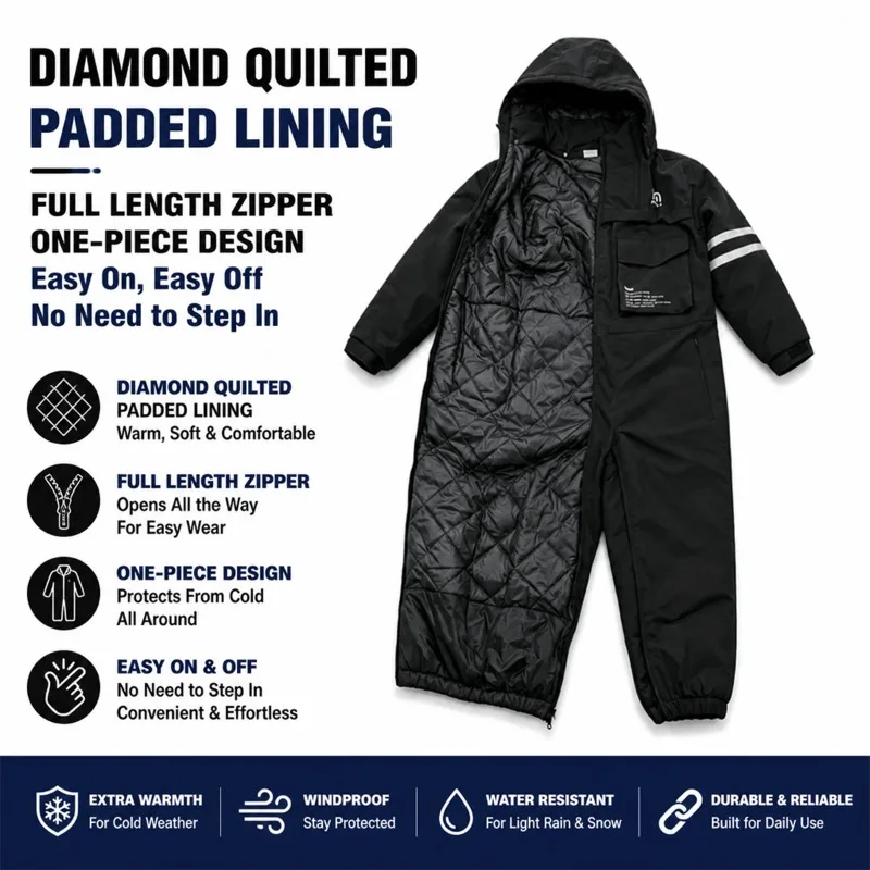Winter Split Leg Windproof Cycling Clothing Outdoor Plush and Thickened Waterproof One-piece Ski Suit Fishing Cold Proof Clothes