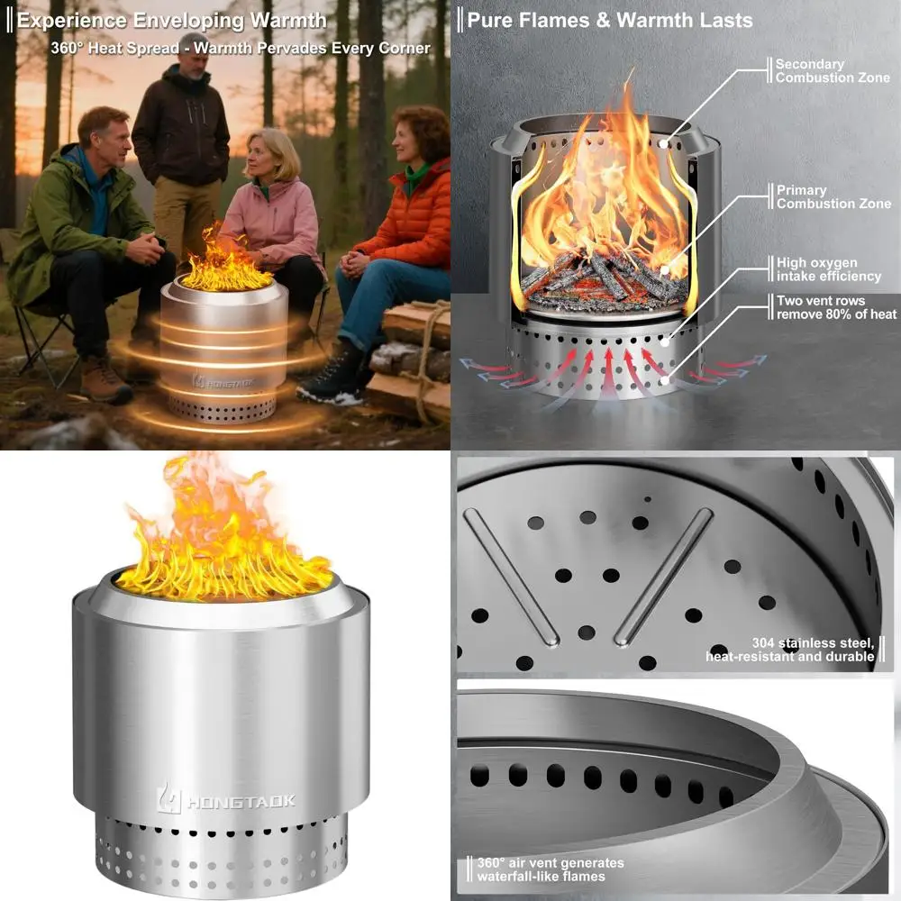 

15-дюймовый портативный уличный очаг для сжигания дров с выдвижным поддоном для золы, водонепроницаемым чехлом и кочергой