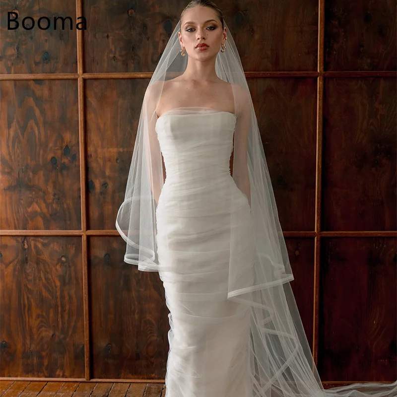 

Booma Simple Strapless Pleat Tulle Long Mermaid Wedding Dresses Sleeveless Floor-Length Elegant Brides Gown Custom Made 2025