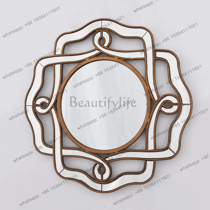 8European neoclassical three-dimensional hanging mirror decorative entrance bathroom fashion makeup mirror 2164