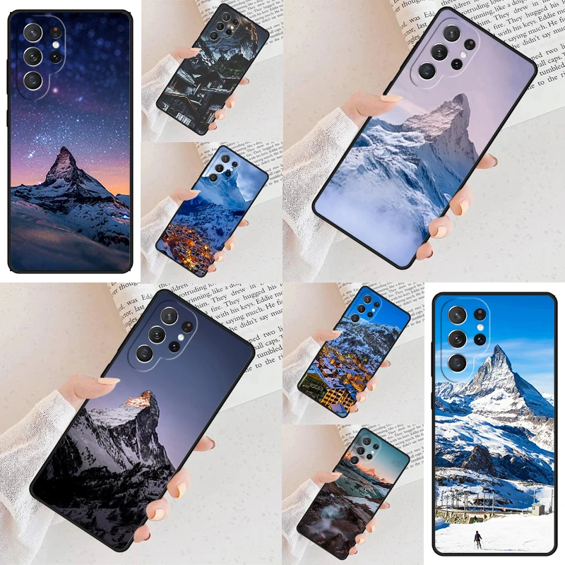 Zermatt Matterhorn Swiss Mountain Phone Case For Samsung Galaxy S24 S23 S22 S21 Ultra S10 Note 10 Pro S20 Plus FE S9 S8 Cover