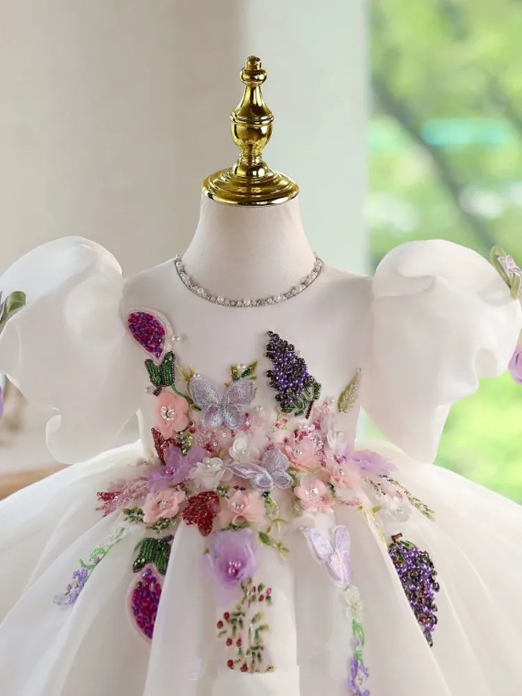 Hochwertige Kinder-Abendkleider für Klavieraufführungen, Geburtstage, Hochzeiten, Blumenmädchen A5043 Großhandel Mädchen-Abendroben – Detail 7