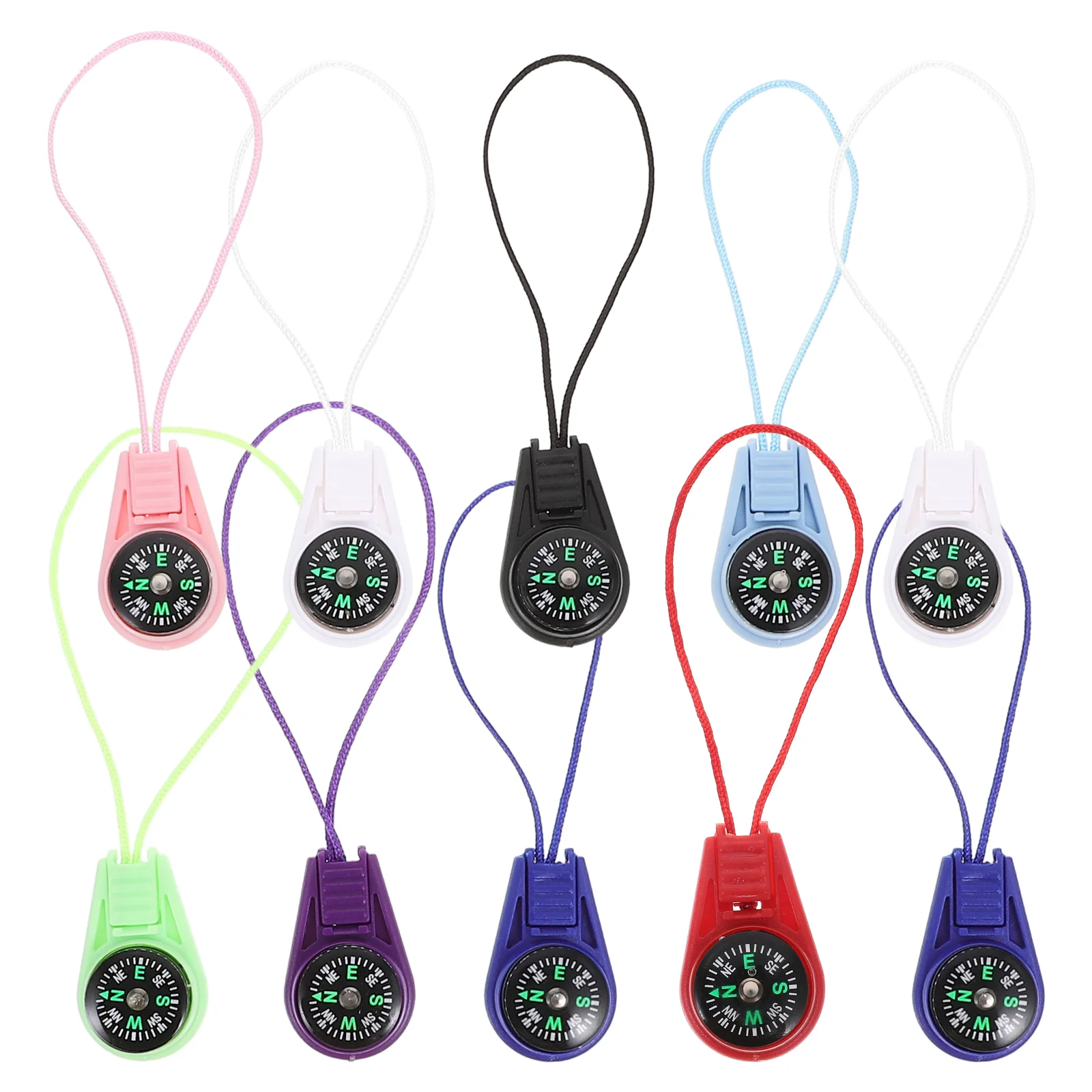 20 Pcs Lanyard Slider Compass (mixed Colors) 20pcs Pocket Size Survival for Camping Outdoor Small Abs Travel