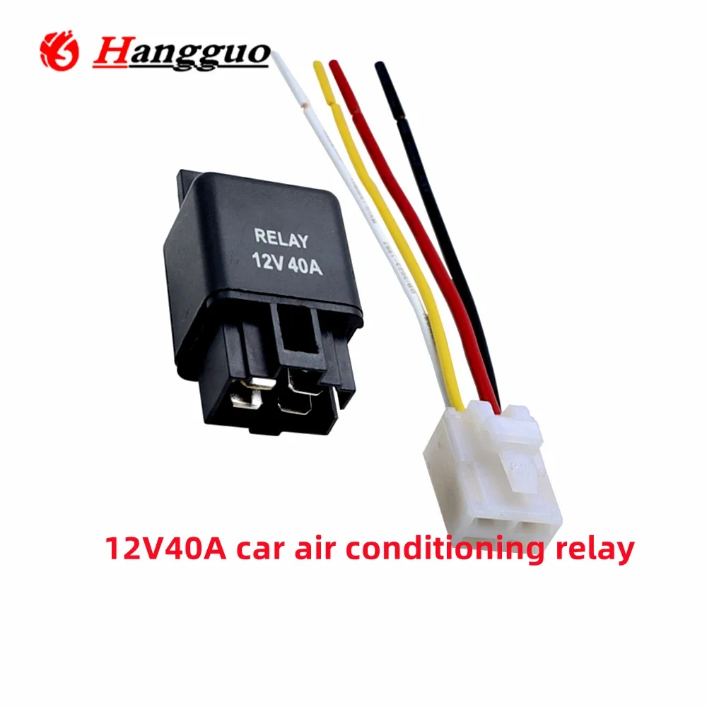 2PCS DC 12V 24V 40A 4Pin For Air Conditioner Plastic back Car Relays car air conditioning relay with cable socketcable socket
