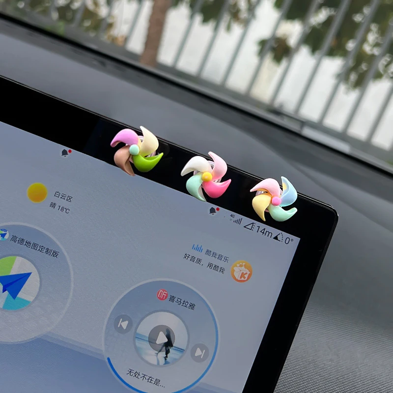 6PCS Car Interior Decorations Rotating Windmill Dashboard Center Console Creative Cute Ornaments for Women Girls Gift