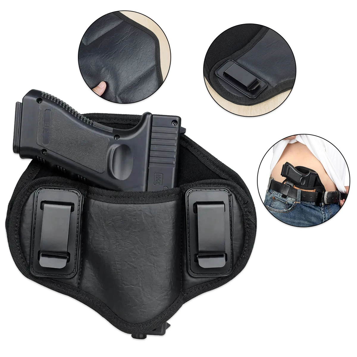 

Tactical PU Leather IWB Gun Holster Concealed Handgun Pouch For Pistol Glock 17 19 23 43 Sig Sauer Berett Kahr Bersa Thunder