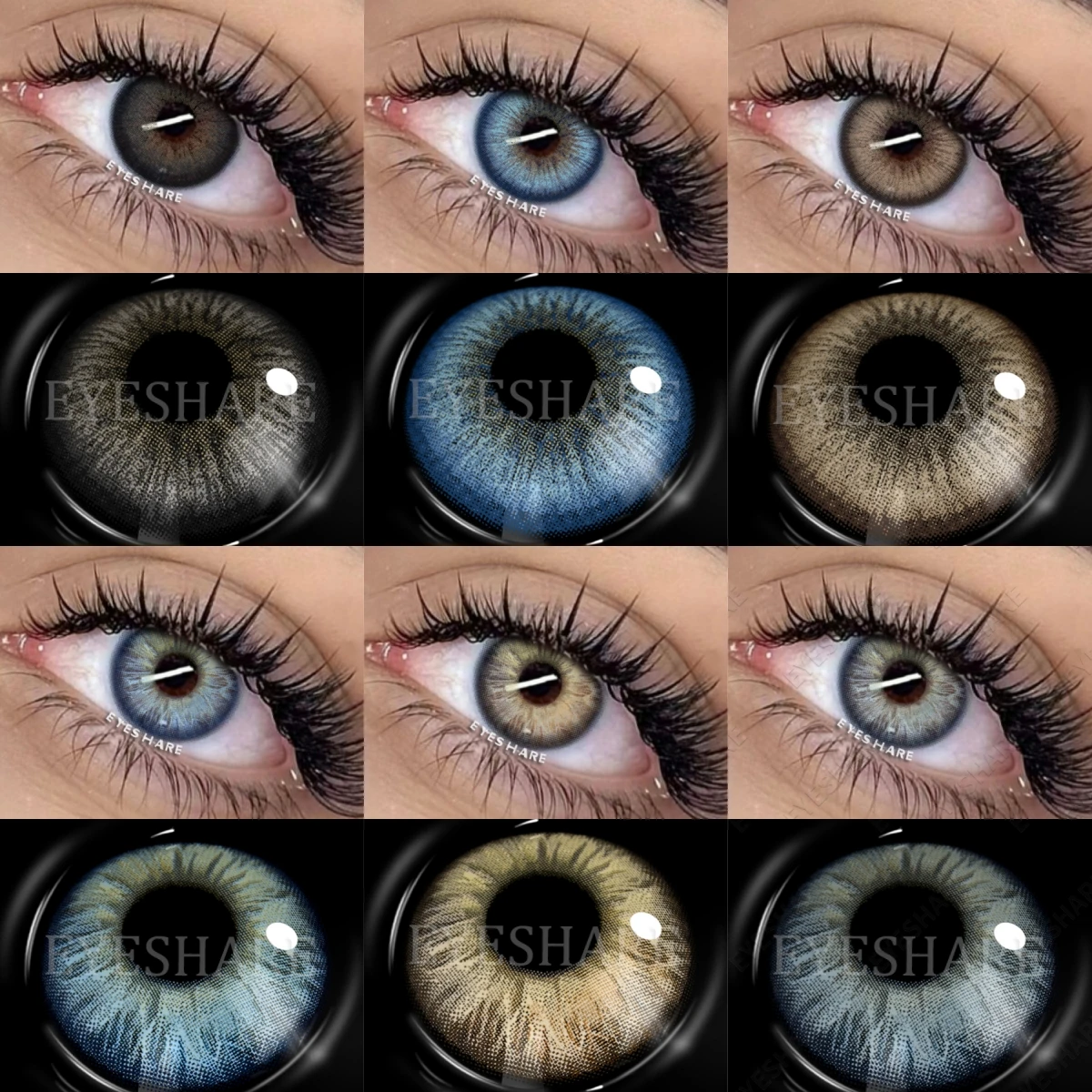 EYESHARE Jahreslinsen in Schwarz, Kosmetische Natürliche Kontaktlinsen, Weiche Augenlinsen, Schönheitslinsen, 1 Paar, 14,2 mm