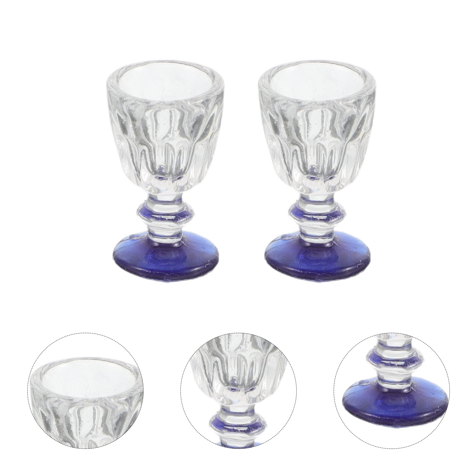 

15pcs Mini Wine Cups For Dollhouse Miniature Blue Bottom Mugs Kids Pretend Play Kitchen Props Diy Decorative