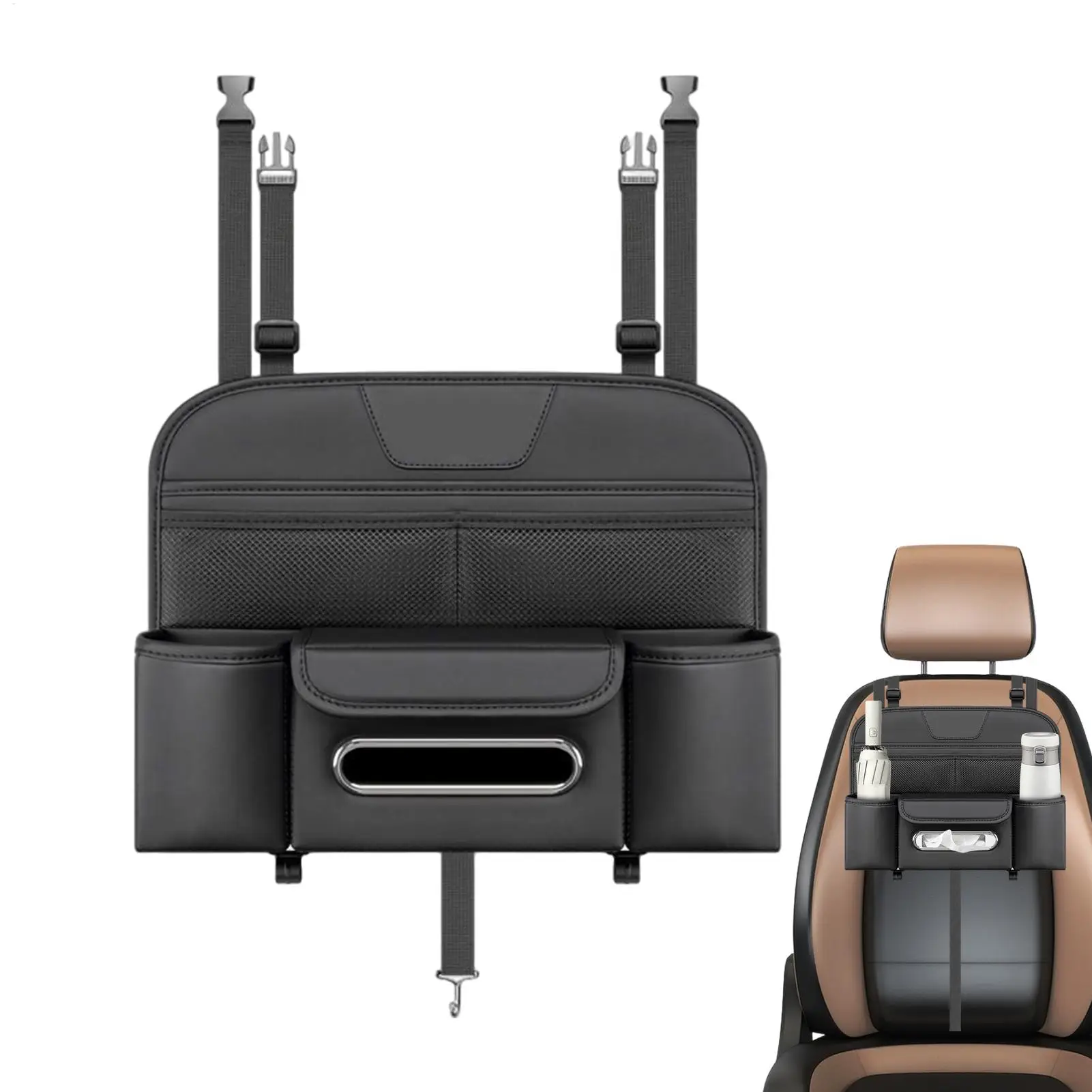 

Car Seat Back Storage Multifunctional Car Interior Organization Drink Cup Holder Tissue Box For Vehicles SUVs RVs Trucks