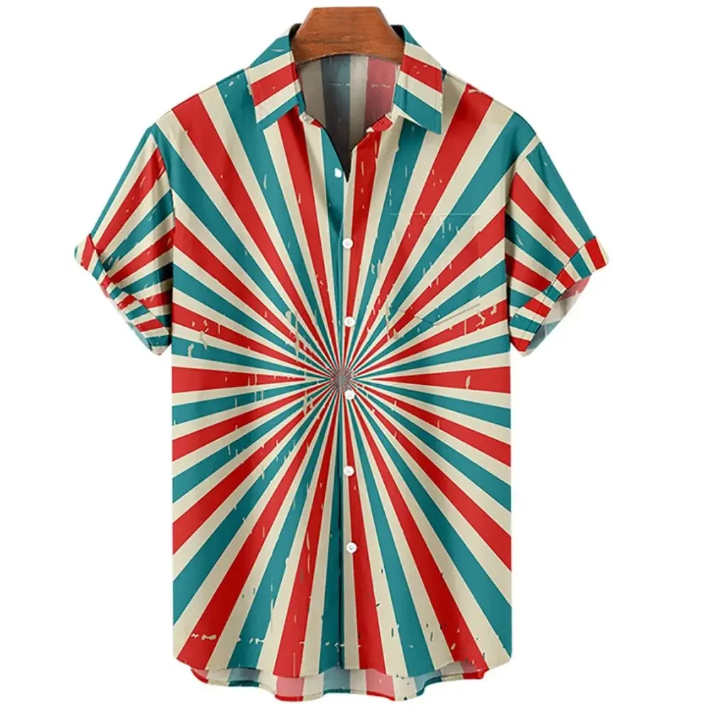

2024 New Summer Lapel Single Button Hawaii Men's Casual 3D Printed Shirt, Beach Short Sleeve Shirt, Instrument Shirt