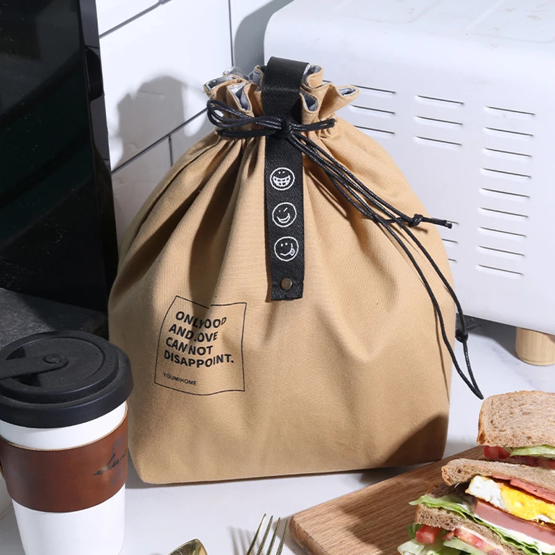 Canvas Lunch Bag Bento Box Handbag Outdoor Portable Picnic Dinner Container School Fresh Keeping Food Storage Tote Accessories