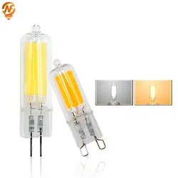 LED COB Lamp 6W 9W Bulbs G4 G9 Lampada Glass Cob AC DC AC 220V Candle Lights Replace 30W 60W Halogen for Chandelier Spotlight