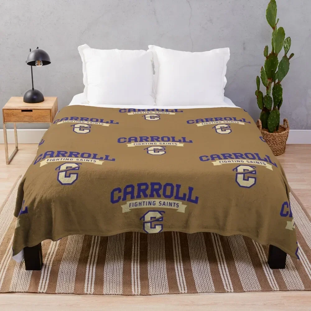 Carroll Fighting Saints Throw Blanket Soft Plush Plaid Soft Big Retros valentine gift ideas Blankets