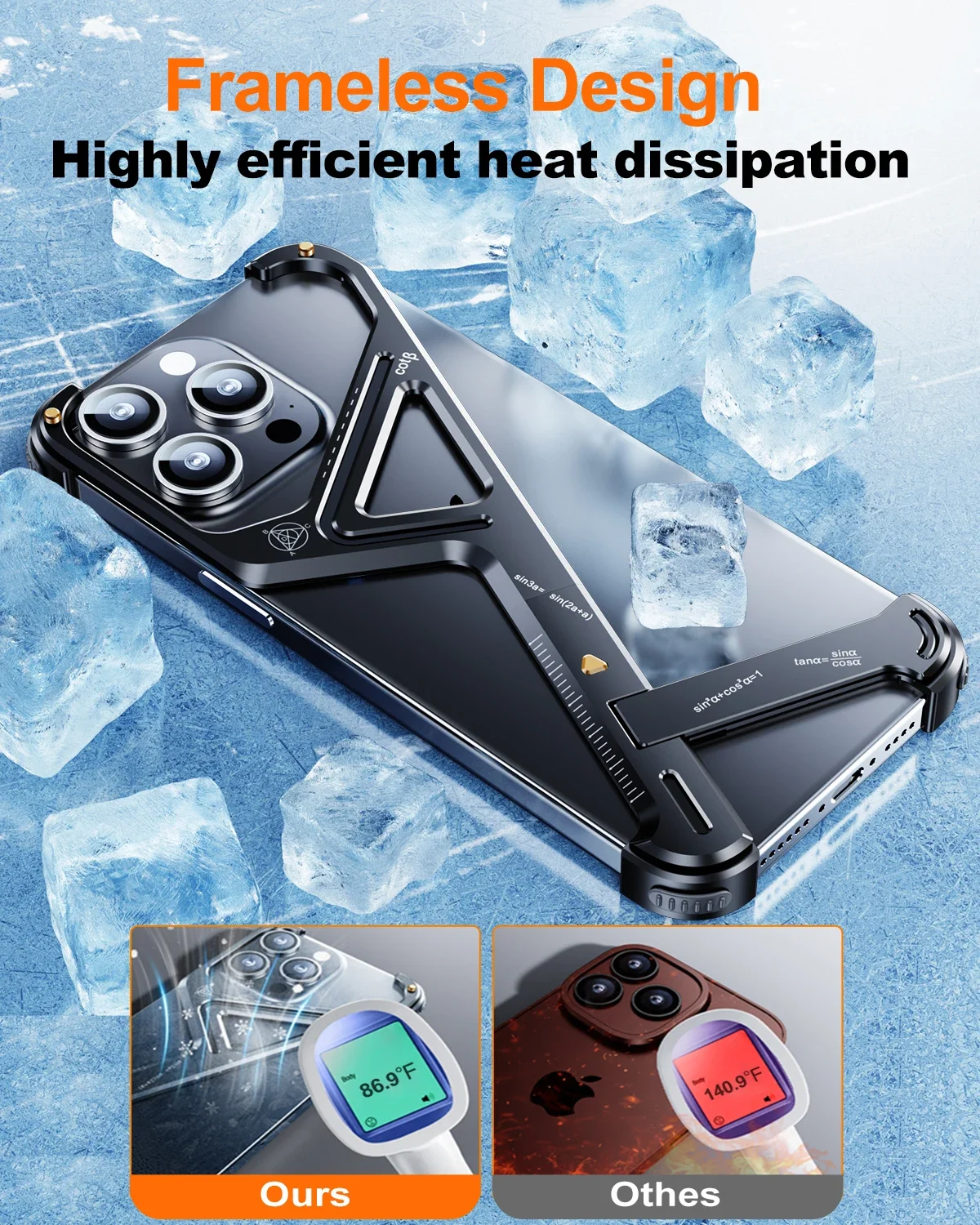 Eary Frameless Phone Case dla iPhone 16 15/14 Pro Max Racetrack Shaped Cool Design Aluminium Matal Bumper Shockproof Phone Cover — zdjęcie produktu 4