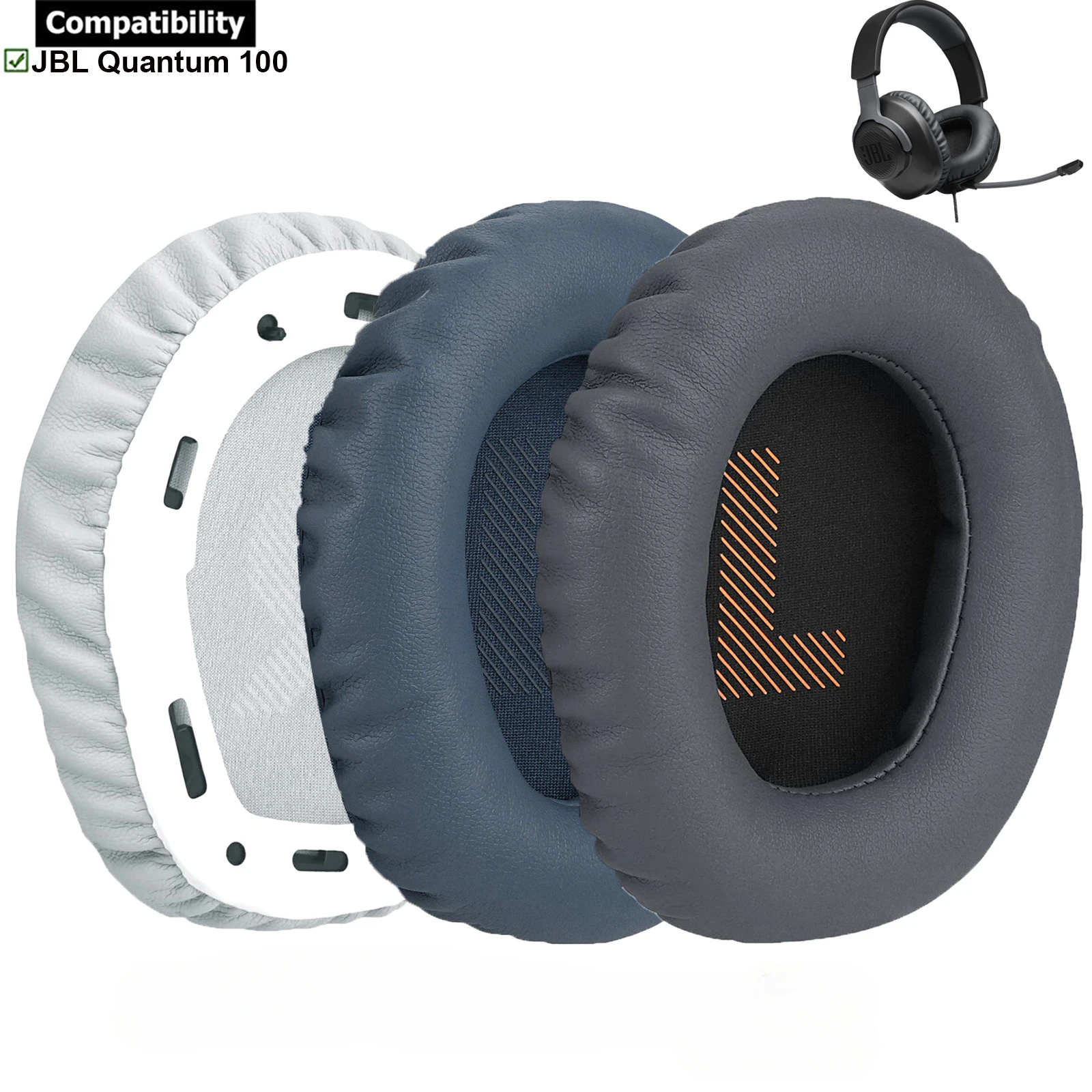 

Protein Leather Replacement Earpads Ear Cups Pads Cushions Repair Parts for JBL Quantum 100 Q100 Wireless Headphones Headsets