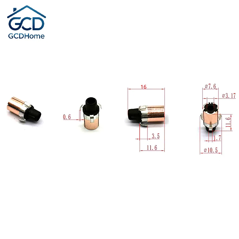 1Pcs 10*5*14mm /7.6*3.175*11.6mm Hook-type Copper Commutator Micro Motor Commutator Rectifier Directional Copper Heads