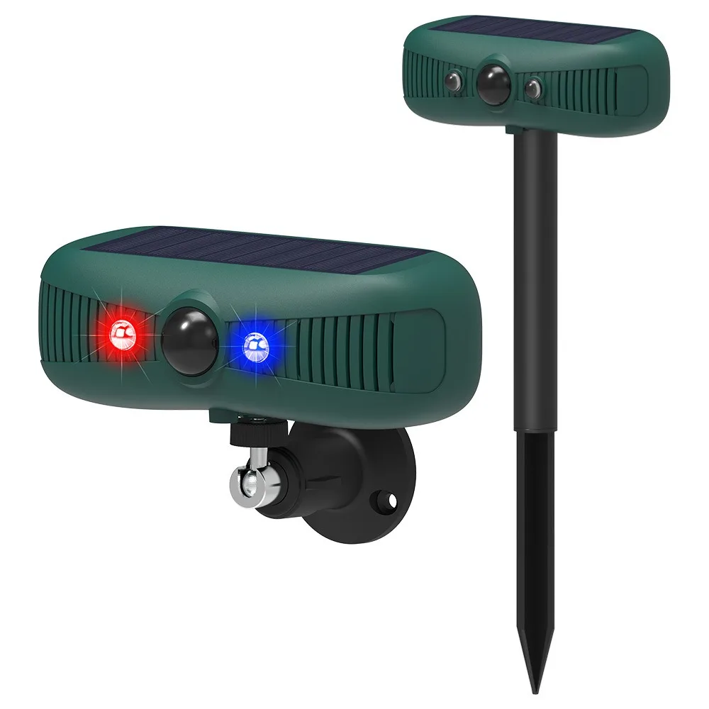 

4 Modes Outdoor Animal Repeller Ultrasonic Infrared Sensor Motion Sensor Alarm Strobe Light Weatherproof Solar Animal Deterrent
