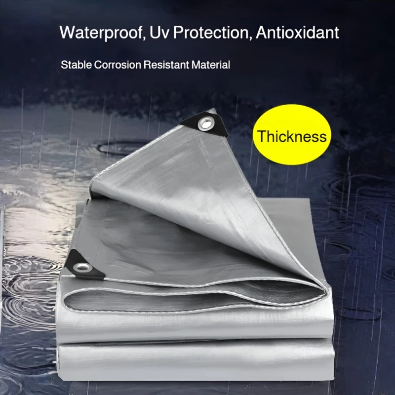 

Thick Awning Cloth Thick Waterproof and Rainproof Cloth Outdoor Double Silver Sunshade Cloth Tarpaulin Sunscreen Cloth