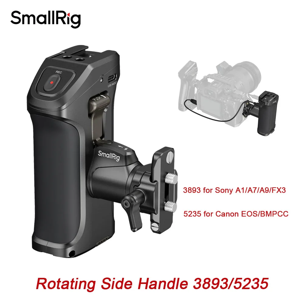 SmallRig Rotating Side Handle with Trigger REC for Selected Sony Mirrorless Cameras for Sony FX3/FX30/A7R IV/A7 IV/A7S III -3893