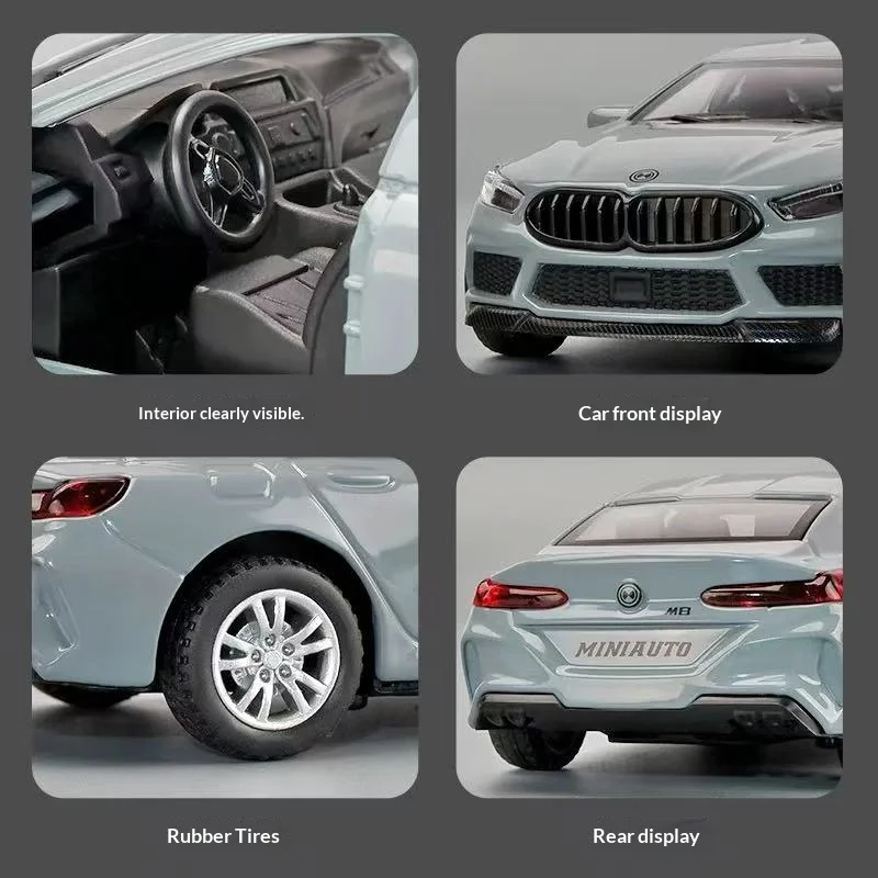 Scale 1:32 M8 Car Model Toy Diecast Alloy Doors Opened Music Light Pull Back Simulation Police Cars Toys  for Kids Presents