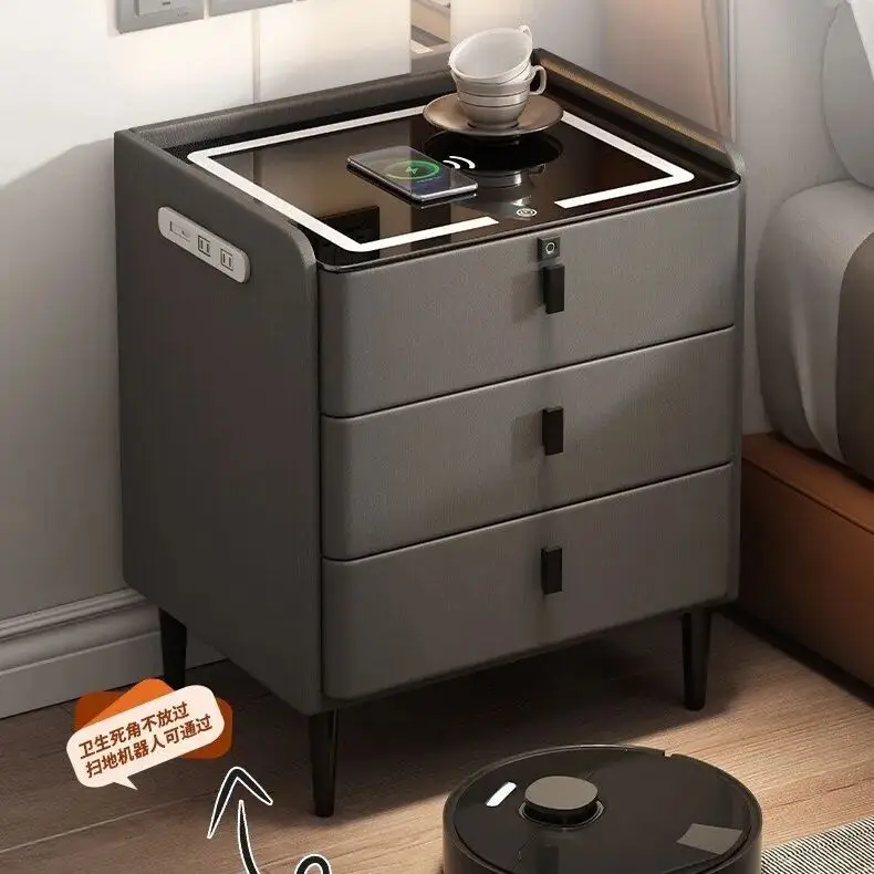 Bedroom Furniture Nightstands Bedside Table Intelligent Wireless Charging Fingerprint Lock Storage Cabinet Bed Table Muebles