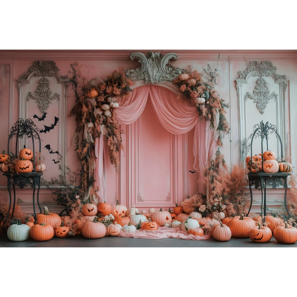 

Halloween Interior Theme Newborn Baby 1st Birthday Photography Backdrop Purple Wall Kids Portrait Background Party Photo Decor