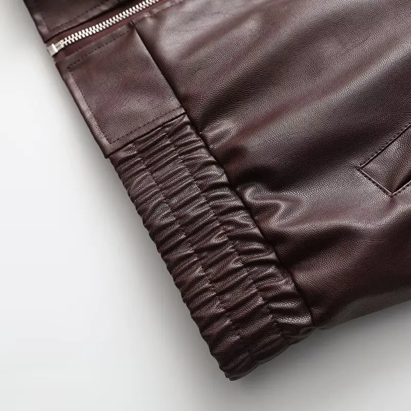 Leather Jackets Women's Coat Pu Jacket Faux Coat Solid Outwear Streetwear Fashion Long Sleeve Tops With Zipper ins 2024 Jacket