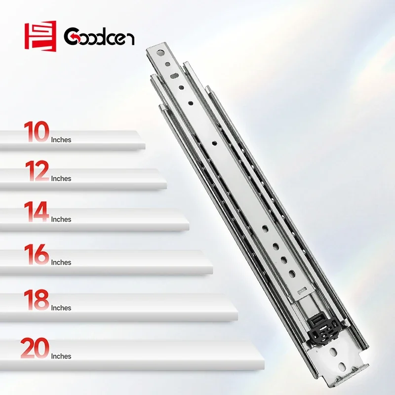Goodcen 76mm 250lbs Full Extension Heavy Duty Ball Bearing Drawer Slide Lock-In Lock-Out for Kitchen Furniture Dining Industrial