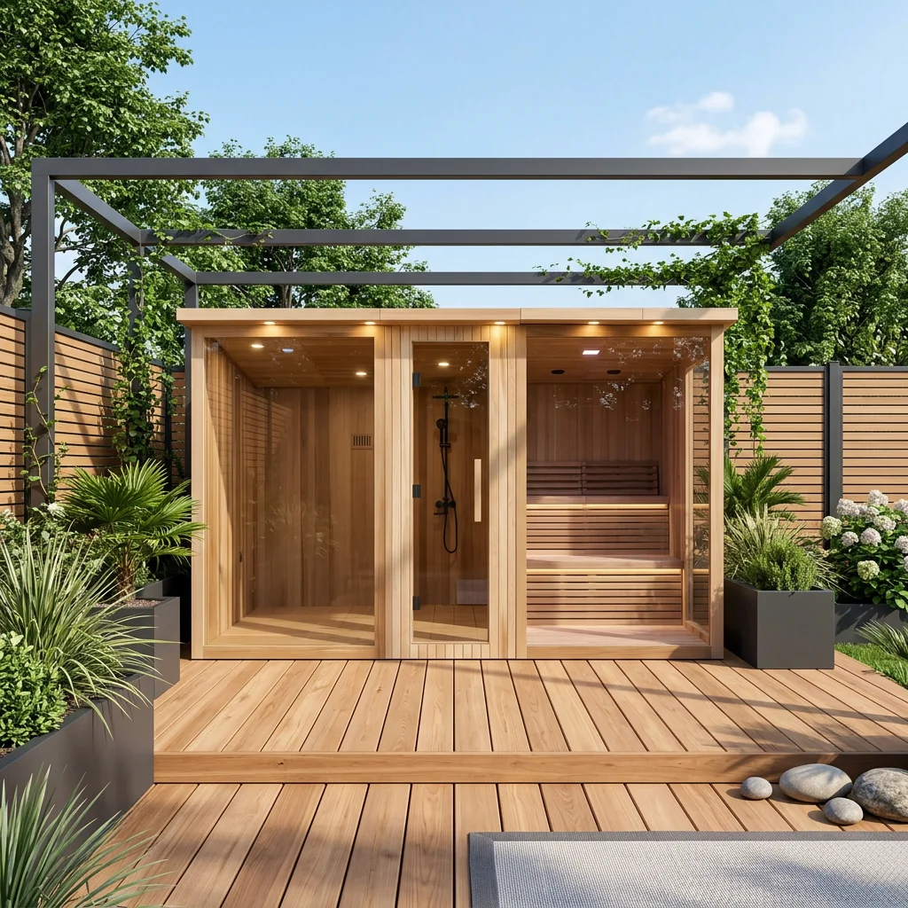 Modern Design Red Cedar Full Body Steam Cabin Solid Wood Steam Sauna Room for Home