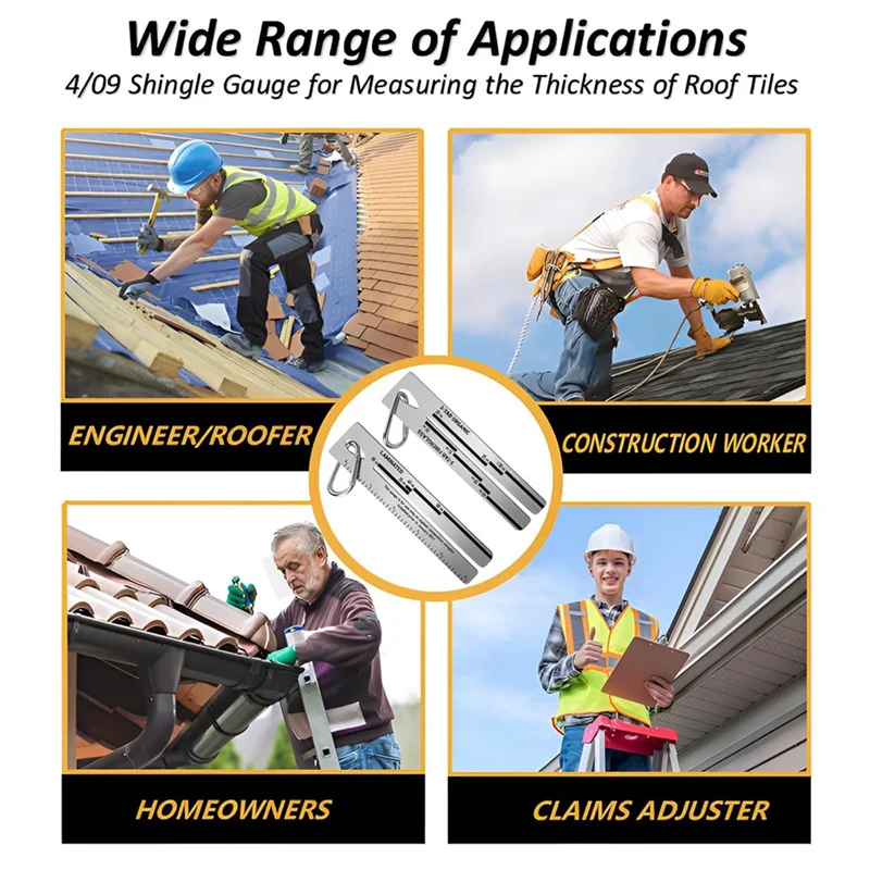 

Metal 4/09 Shingle Gauge With Carabiner, House Roof Shingle Measuring Tool, Roof Pitch Gauge Roofing Tools-A97E