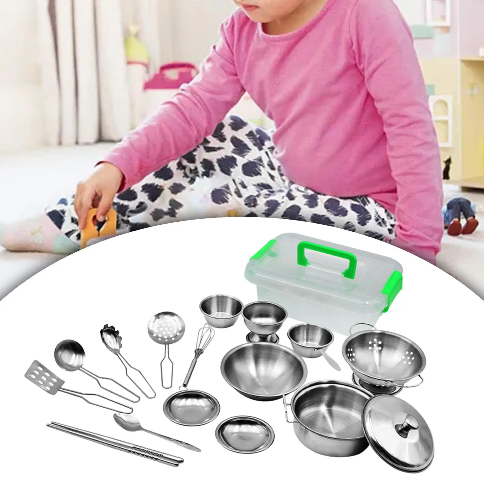 Ensemble de pots et ustensiles de jeu pour enfants, jeu de cuisine, 17 pièces