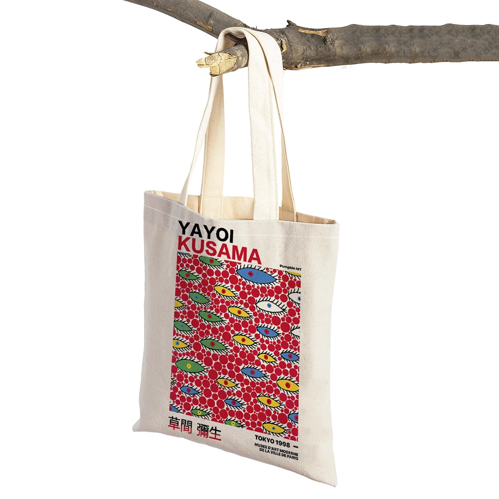 Double Print Yayoi Kusama Shopping Bags Colorful Polka Dots Digital Lady Shopper Bag Tote Cartoon Children Gift  Handbags