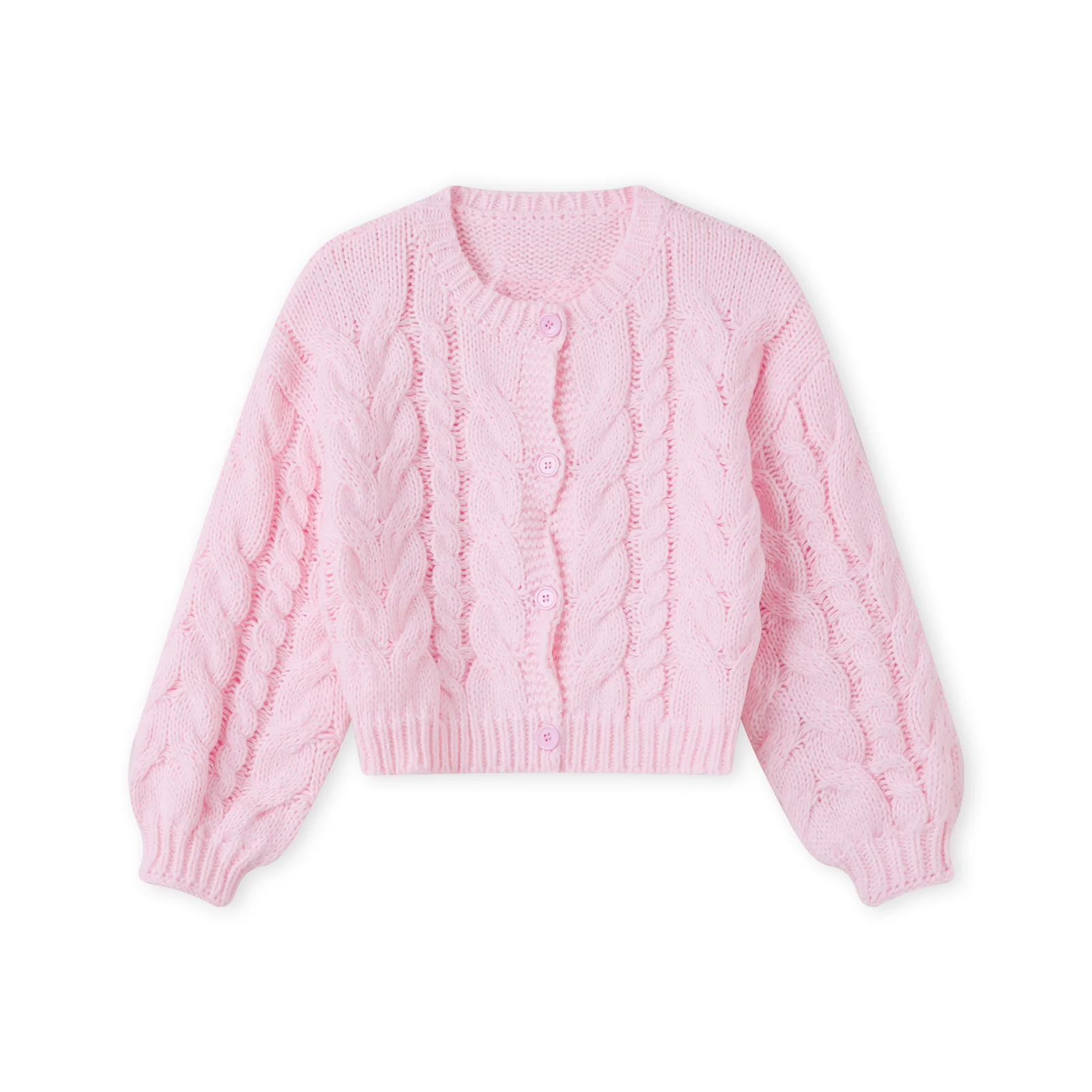 

Women s Cable Knit Cardigan Fashionable Solid Color Long Sleeve Crew Neck Button Down Sweater