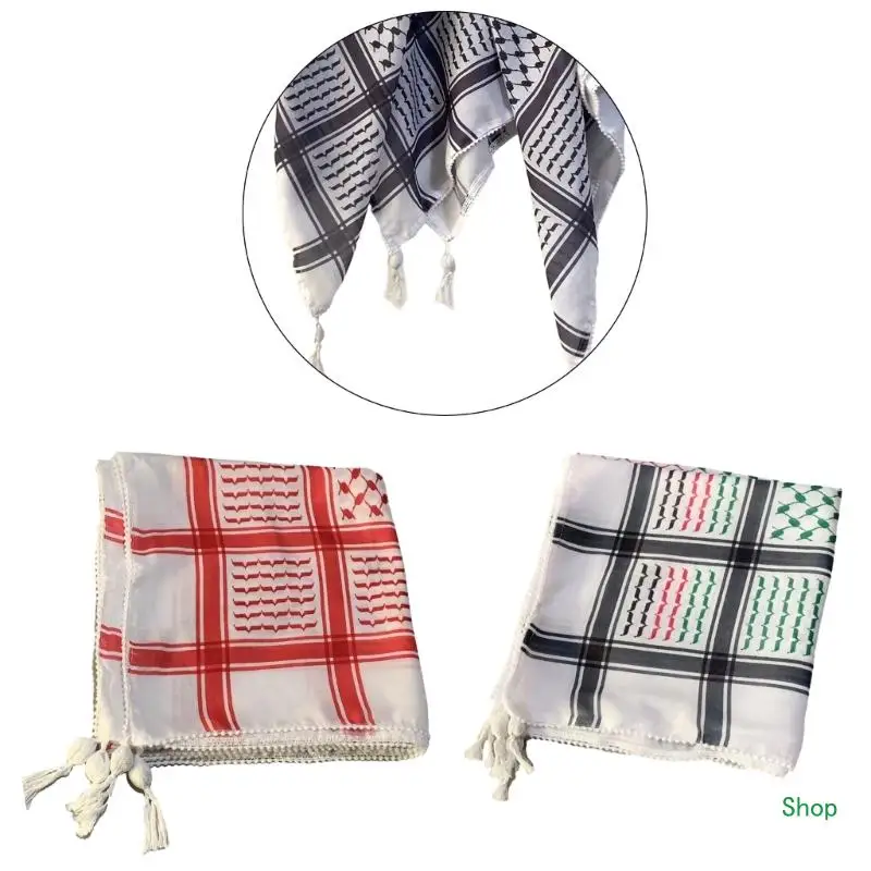 

Dropship Adult Arab Scarf with Checkered Pattern Middle Eastern Square Keffiyeh Headscarf