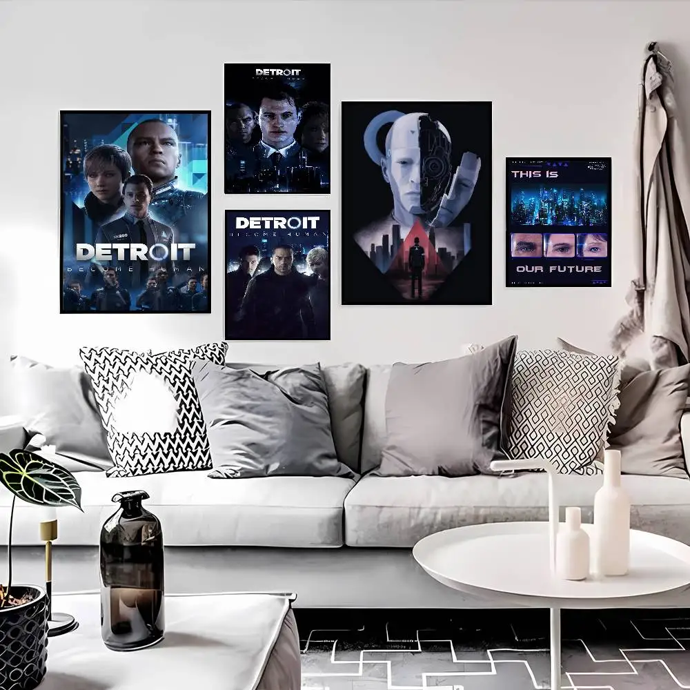 Game D-Detroit Become Human Good Quality Prints and Posters Waterproof Paper Sticker Coffee House Bar Posters Wall Stickers
