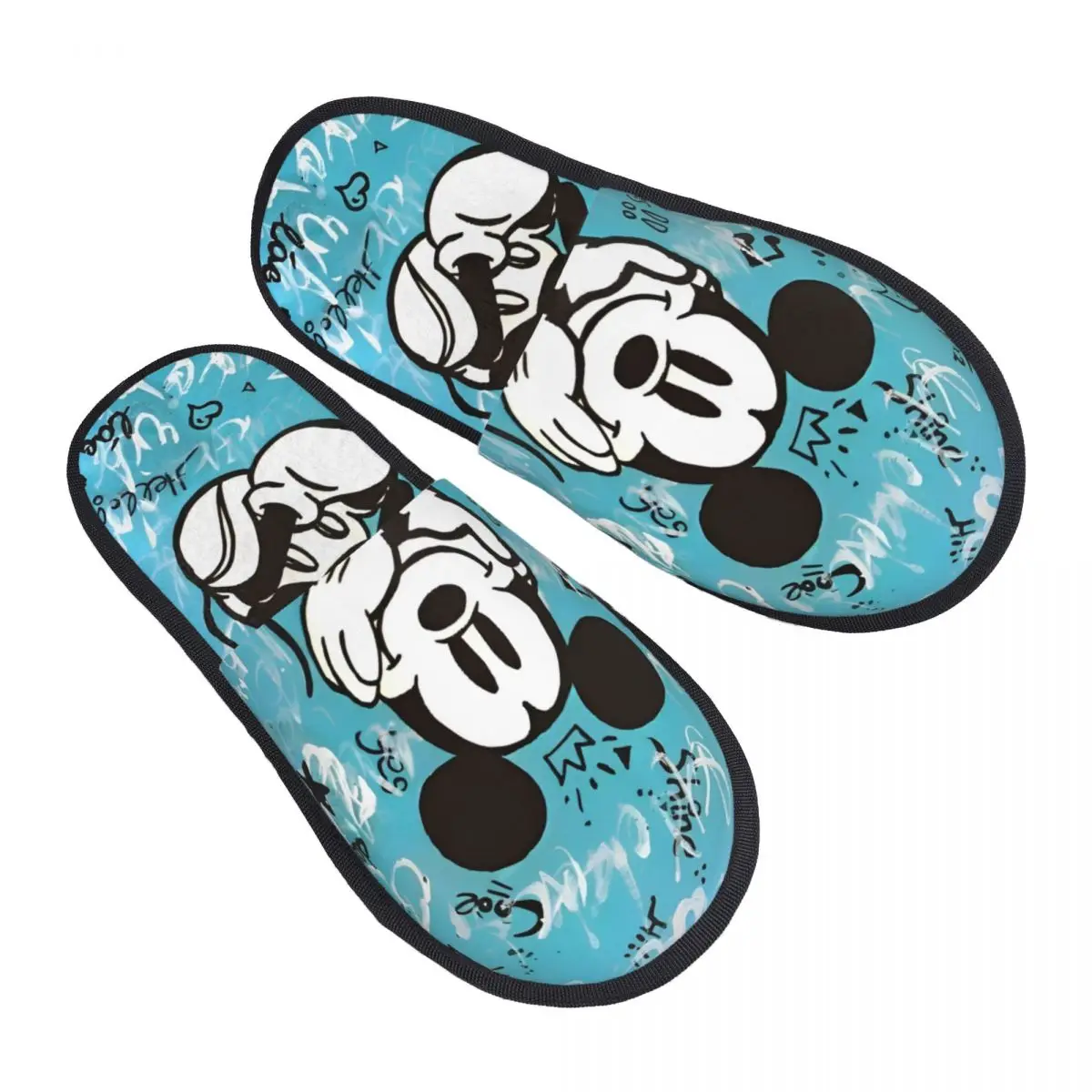 

Плюшевые тапочки с изображением Микки Мауса и граффити, домашние мягкие шлепанцы из пены с эффектом памяти, противоскользящие
