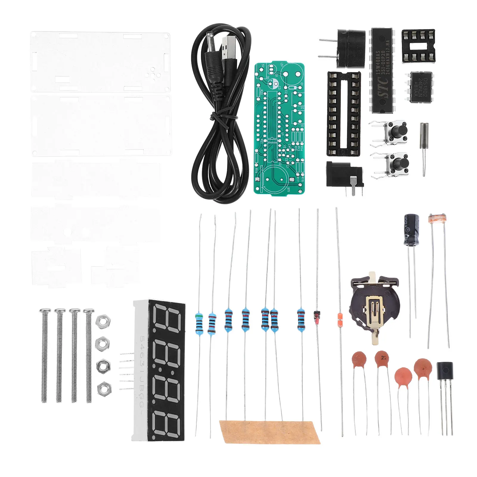 

Digital Clock Kit DIY Electronic Soldering Projects Temperature Date Display Sensor Kits Multifunctional Desktop Accessory