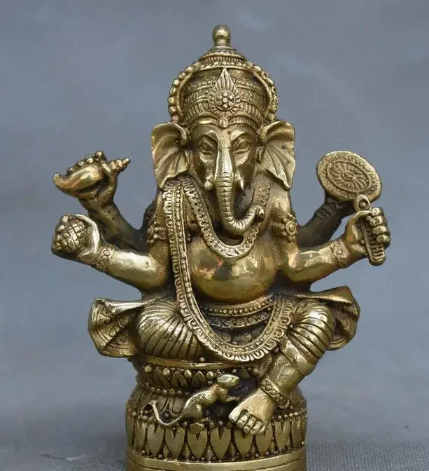 Copper Statue Tibetan Buddhism Brass Ganesha Ganapati Ganesh Lord God Elephant Buddha Statue