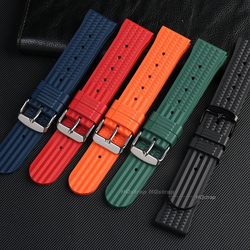 20mm 22mm Rubber Watch Band for Seiko Soft Rubber Watch Strap Waterproof Replacement Universal Watchbands Mens Diver Sports Band image 2