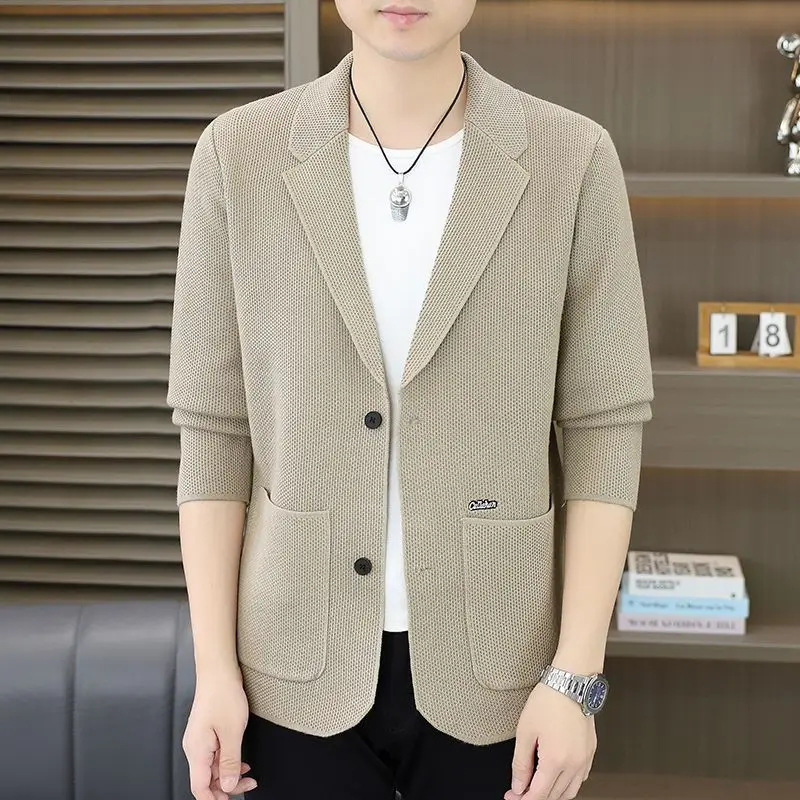 

Sli Autumn Faion Men's Knitted Sweater Coat Casual Versatile Thin Suit Collar Hairst Haome All-Match Knitwear