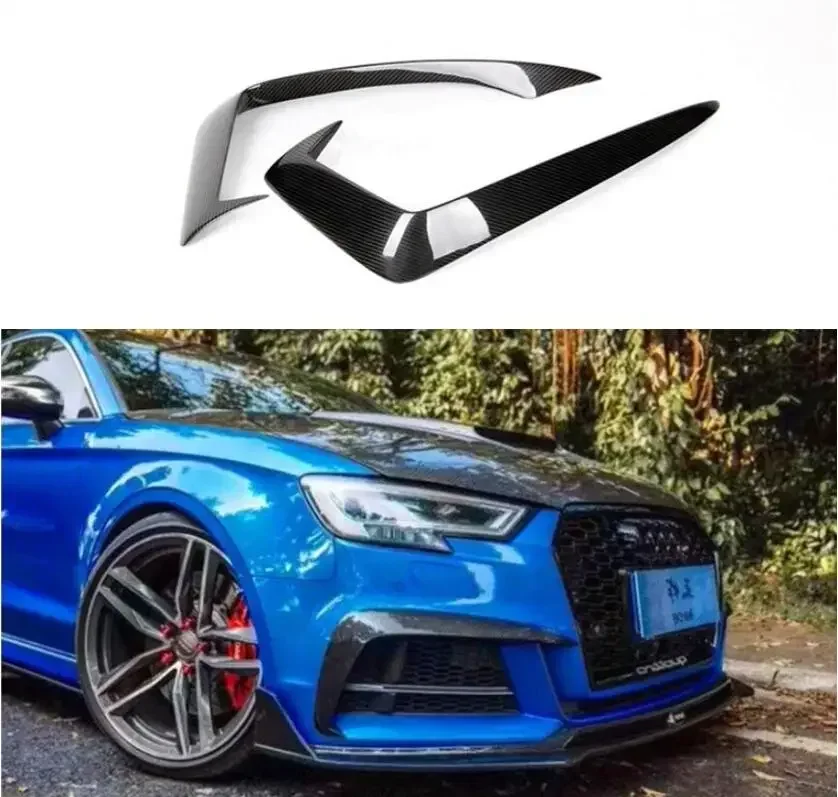 

For AUDI A3 S3 SLINE 2017 2018 2019 2020 2021 Real Carbon Fiber Front Bumper Lip grille Splitters Body Kit Fog light Cover