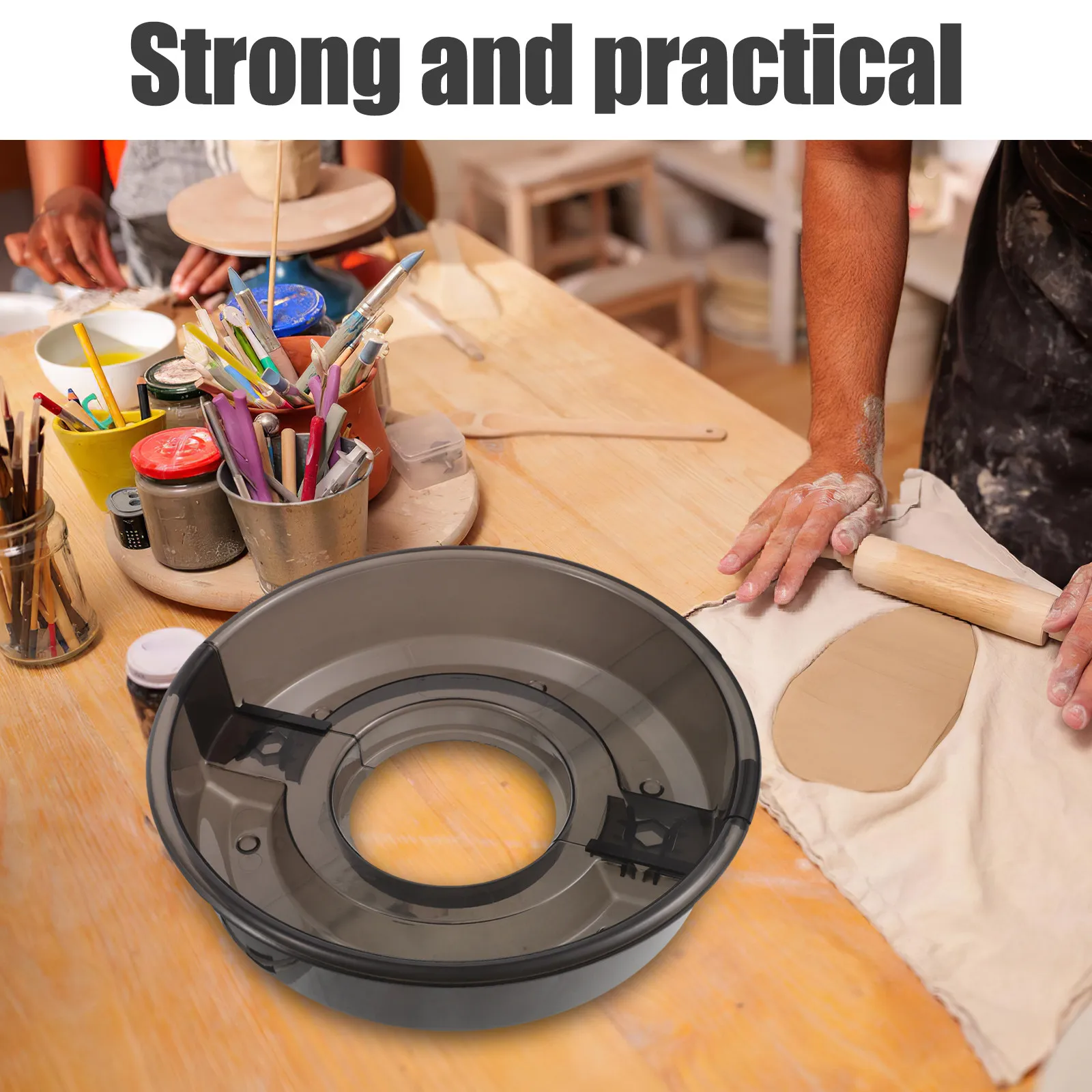 

15.72in Multipurpose Water Basin for Pottery Machine Detachable Impact-Resistant Plastic Bowl Professional Pottery Wheel Splash