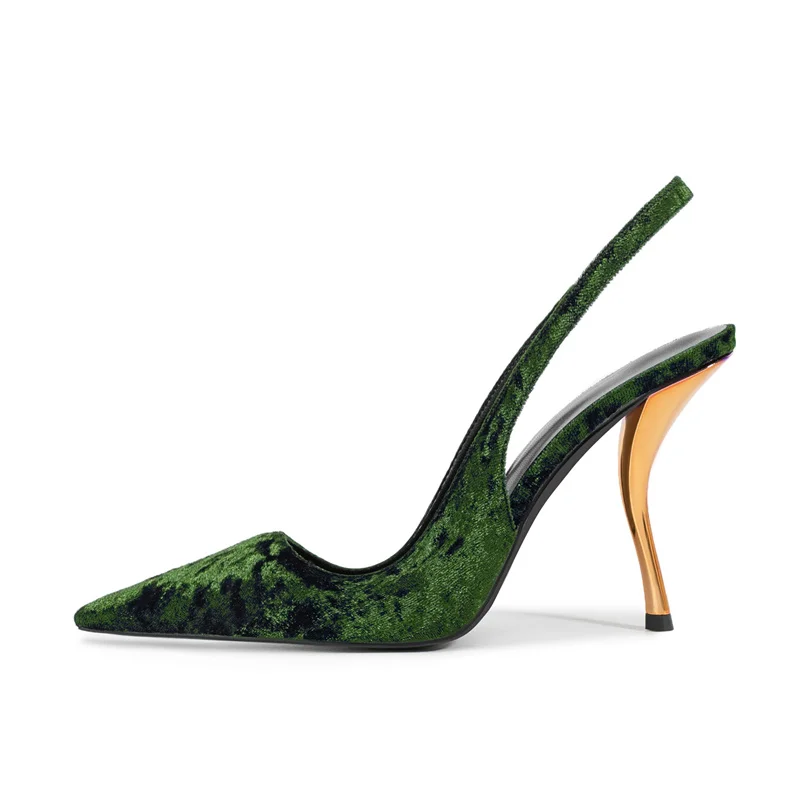 

YQBTDL 2025 Summer Women Heels Sandals Red Pointed Slingback Shoes Green Black Purple Party Prom Ladies Stilettos Plus Size 43